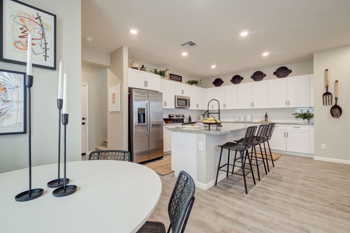 Apartment kitchen with small dining area  at BB Living at The Oaks in Meridian, Idaho
