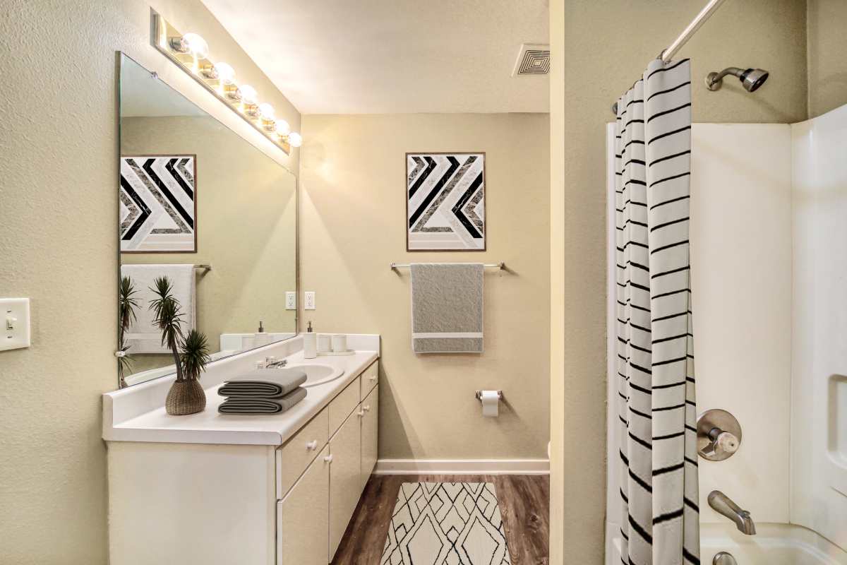 Model bathroom at The Landings at Houston Levee in Cordova, Tennessee