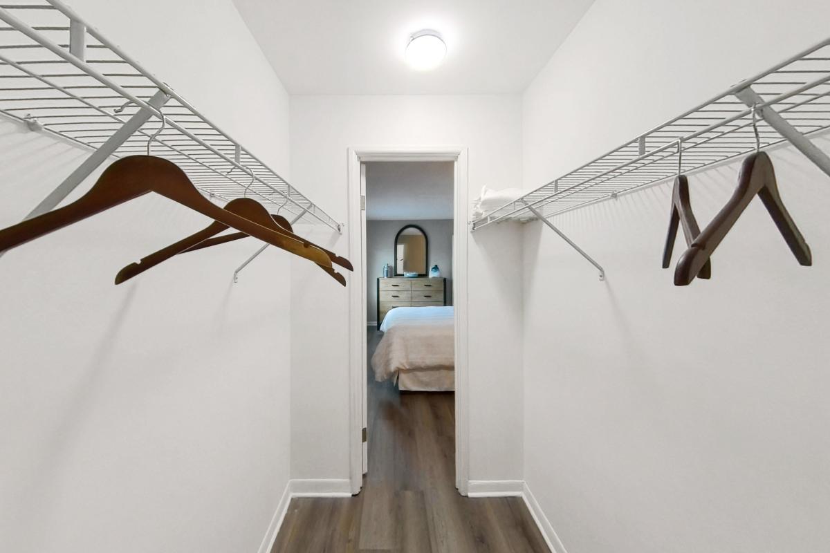 Walk-in closet space at Courtyards on the Park in Des Plaines, Illinois