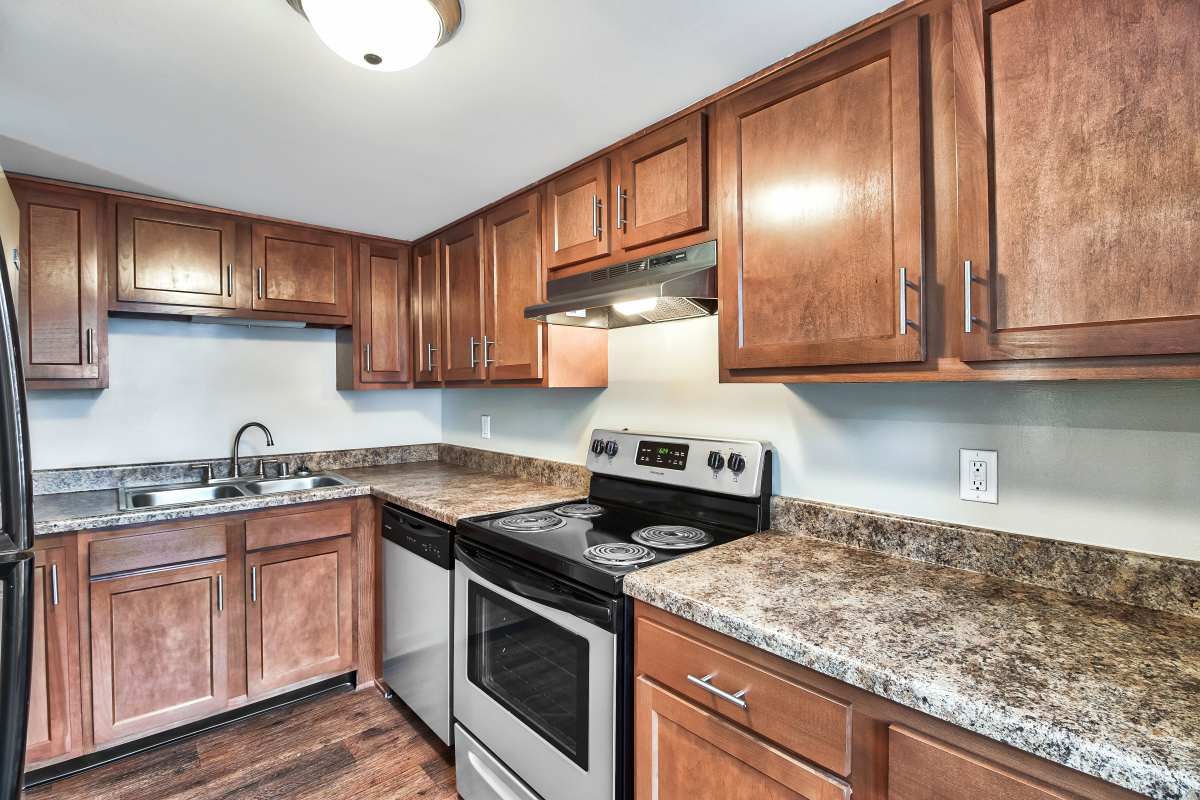 Kitchen with lots of counter space at Charlestown of Douglass Hills in Louisville, Kentucky