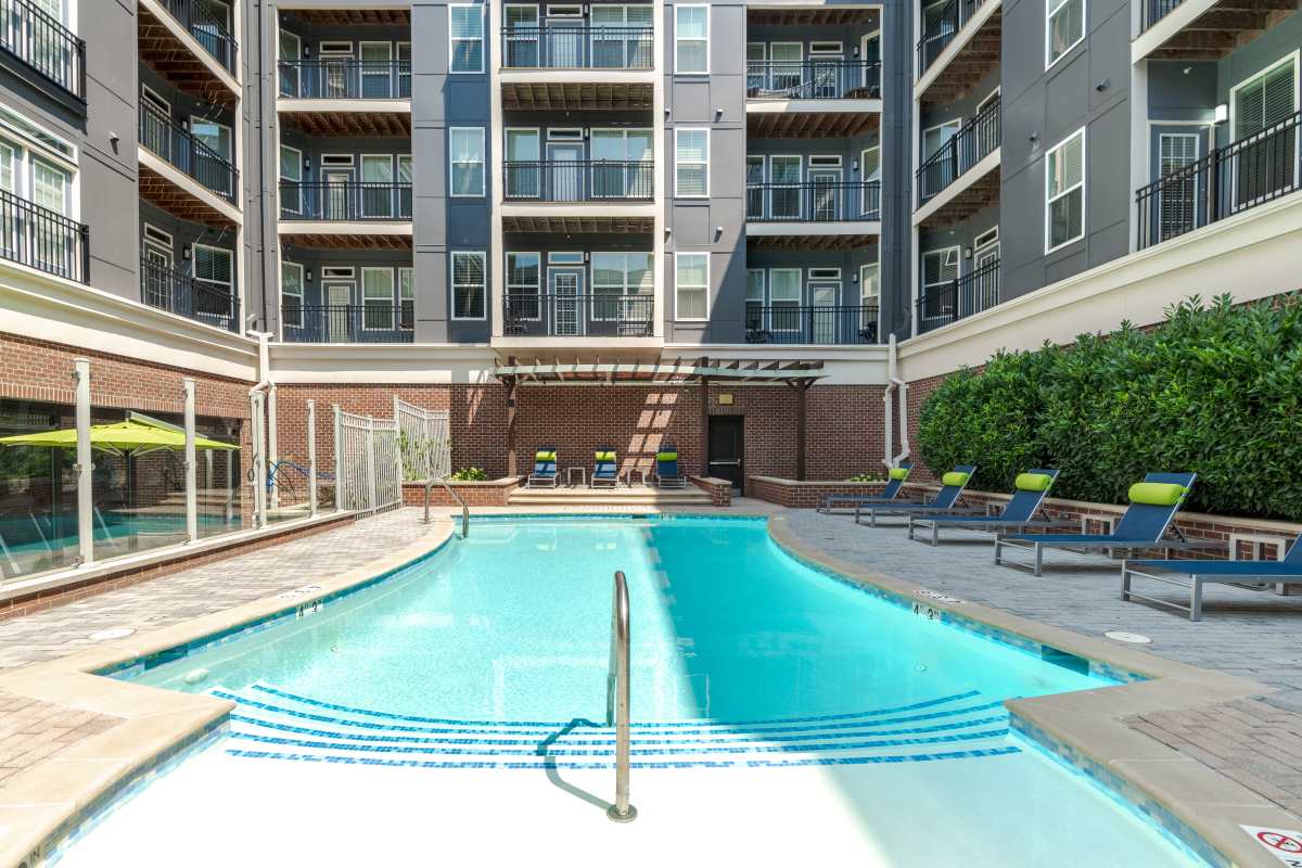 A swimming pool in a building at The Tala at Washington Hill in Baltimore, Maryland