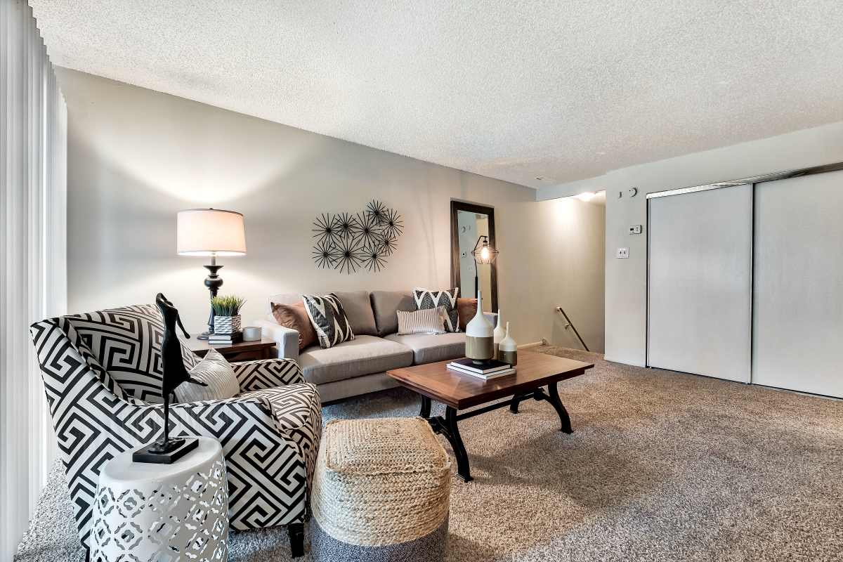 Resident living space with great lighting at The Pines in Harrisburg, Pennsylvania