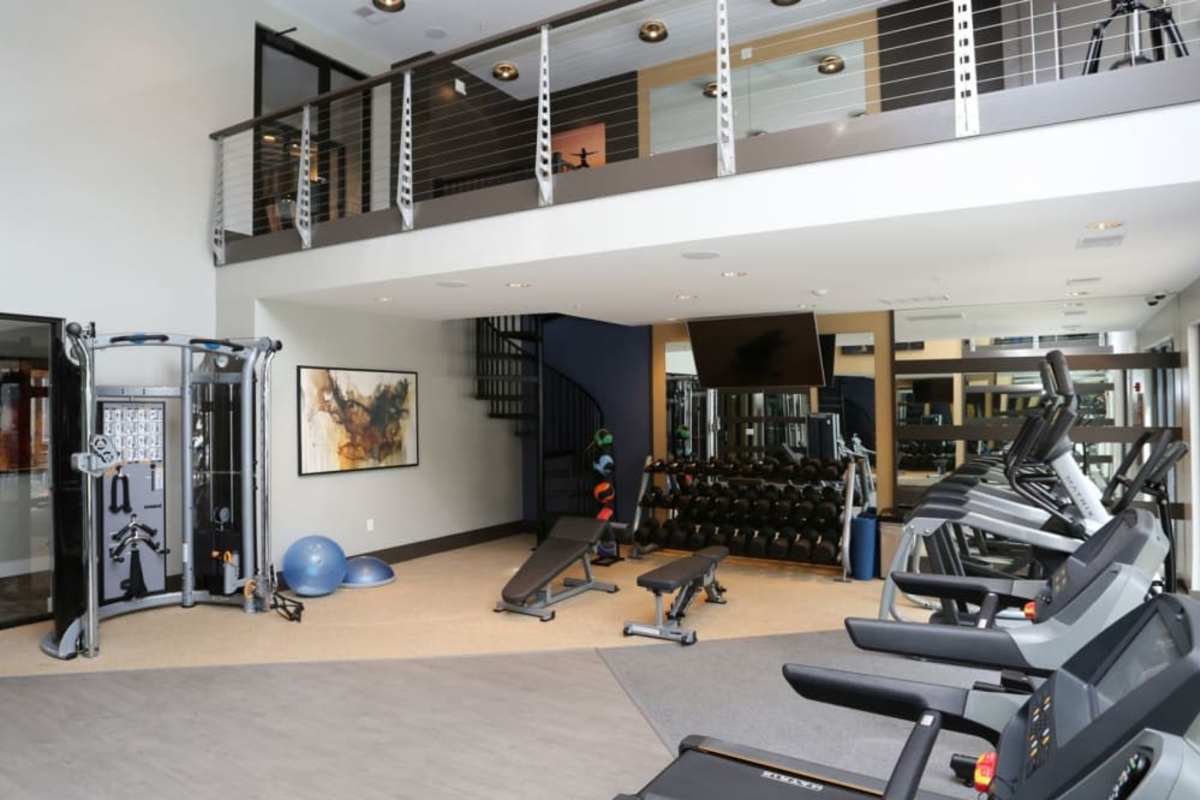Fitness center with lots of equipment at Mayfair Reserve in Wauwatosa, Wisconsin