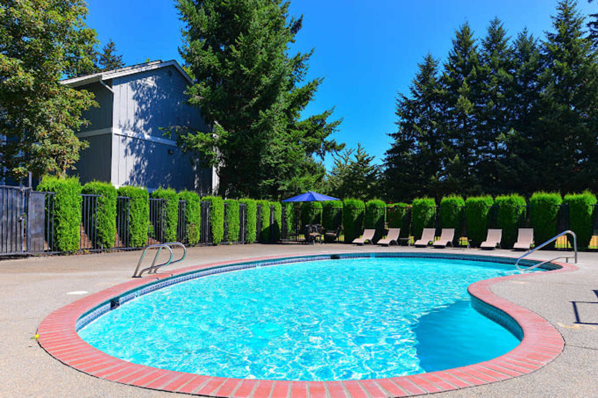 Sparkling saltwater swimming pool at Briarstone in Tacoma, Washington