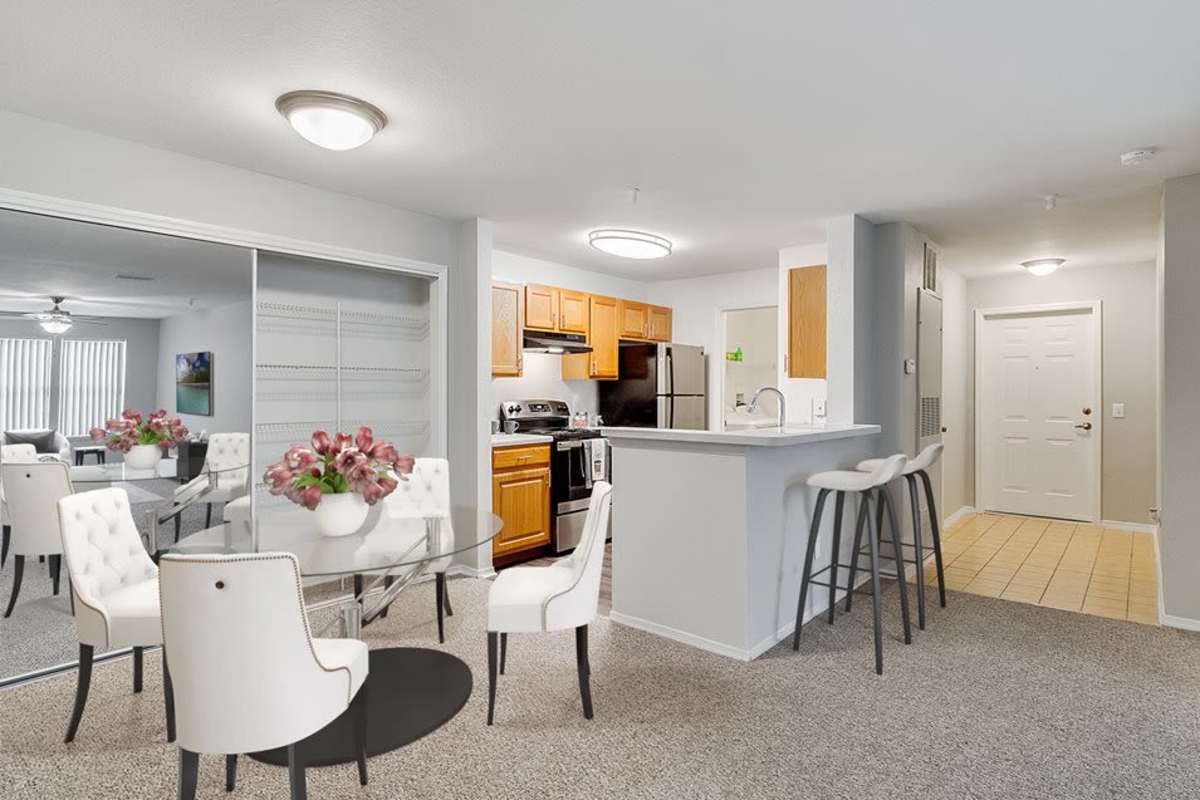 Spacious dining room and kitchen at Preserve on 51st, Bradenton, Florida