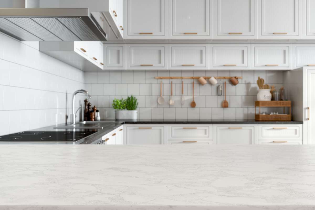 White kitchen counter at Apex on Quality Hill in Kansas City, MO