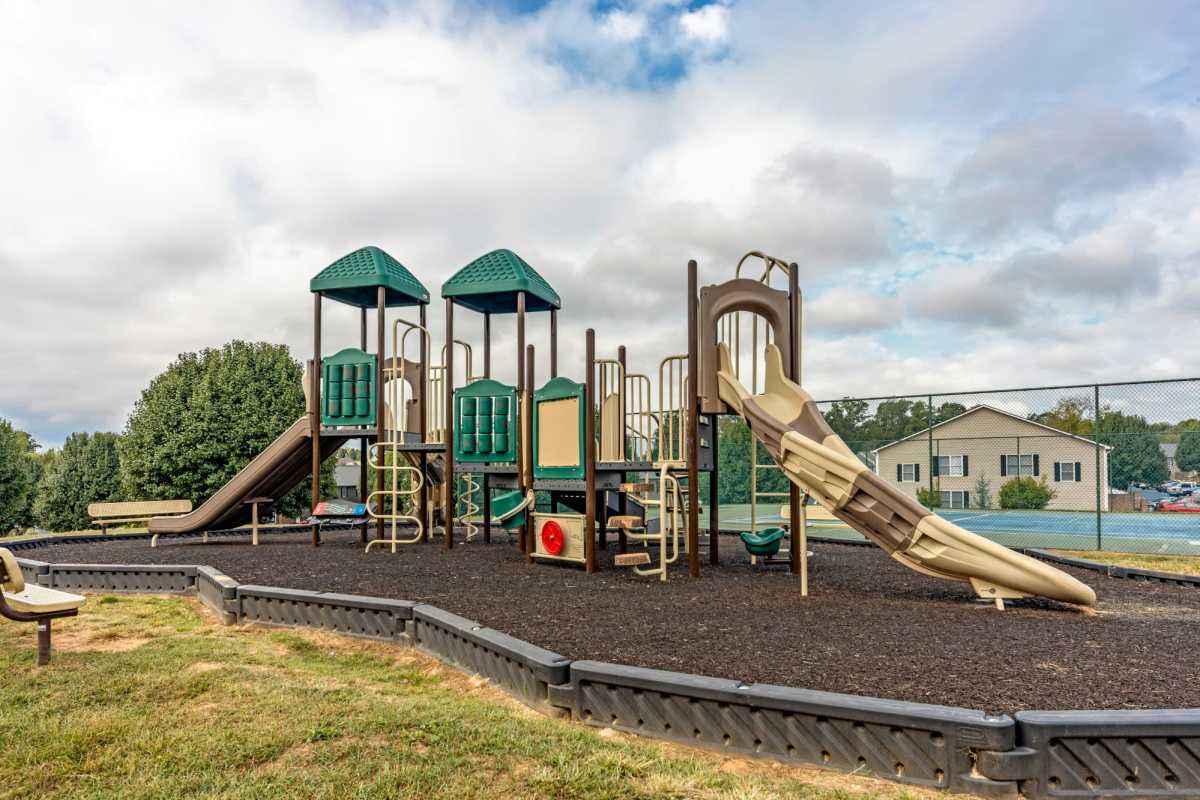 Community playground with slides at Smoky Crossing, Seymour, Tennessee