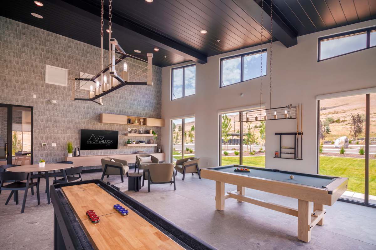 Clubhouse with games at The Overlook at Keystone Canyon in Reno, Nevada