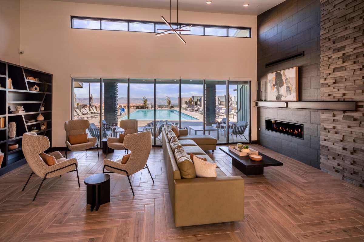 Community seating with firepit at The Overlook at Keystone Canyon in Reno, Nevada