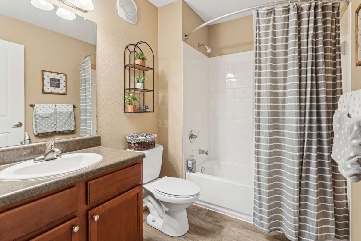 Model bathroom at Overlook At Allensville, Sevierville, Tennessee