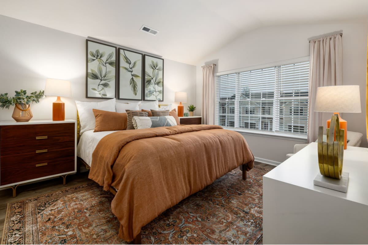 Cozy bedroom at Norman Ridge Townhomes in Terrell, North Carolina