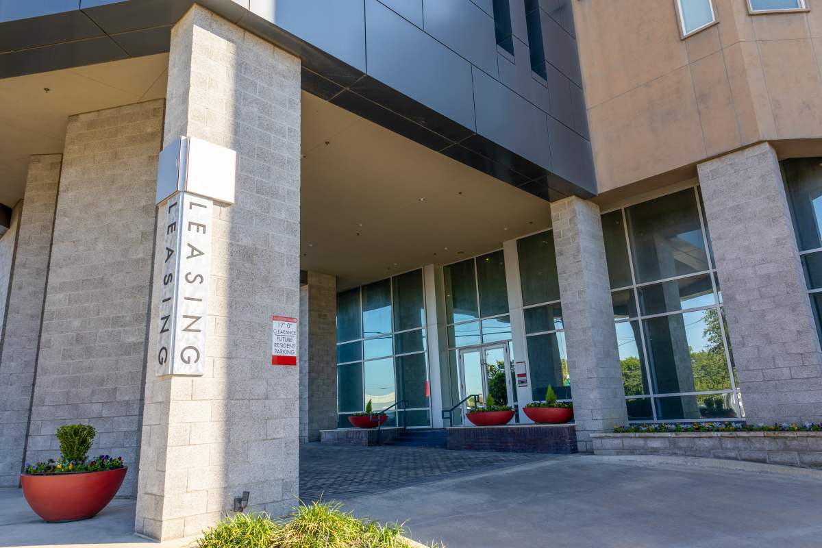 Entrance of a leasing office at Century Medical District, Dallas, Texas
