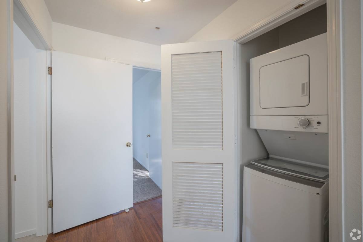 Laundry in a closet at Cadillac Flats in Napa, California