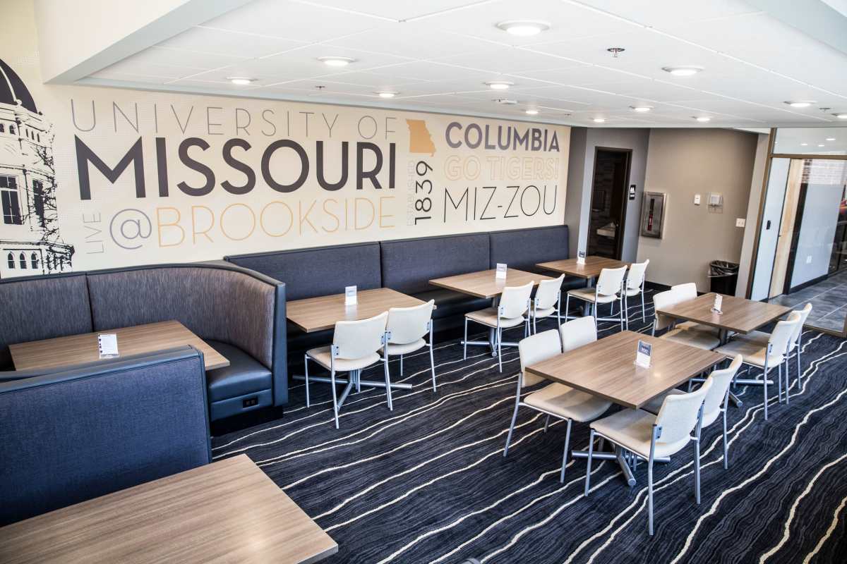 Dining area at Brookside Downtown in Columbia, Missouri, 