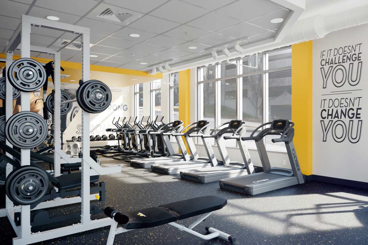State-of-art fitness center at Brookside Downtown in Columbia, Missouri, 