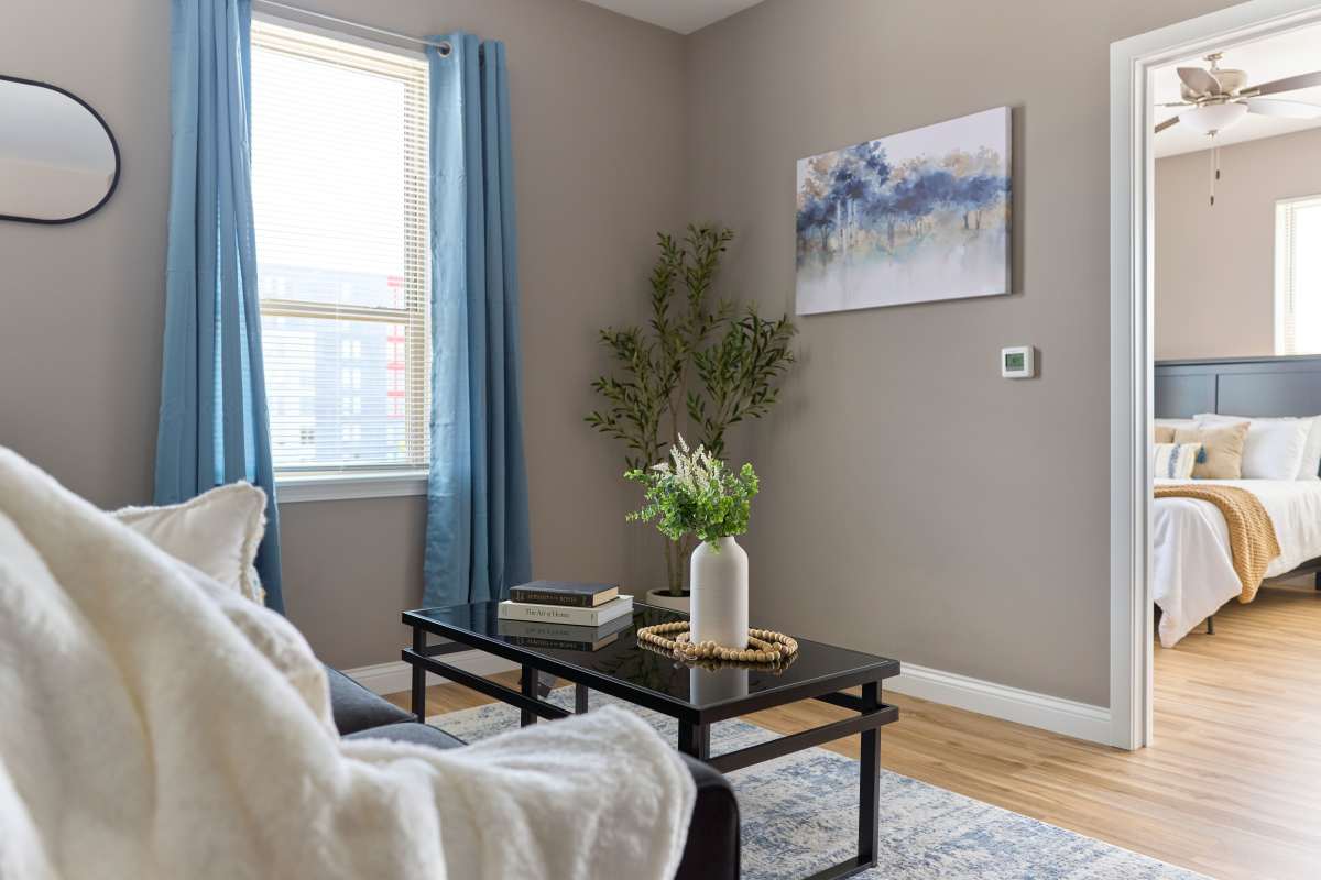 View of bedroom from livingroom at Brookside Downtown in Columbia, Missouri, 