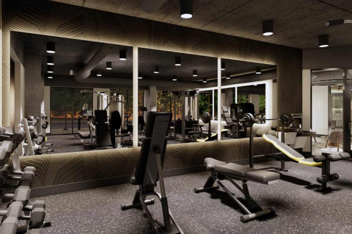 Fitness center at Landmark at Dublin in Dublin, Pennsylvania