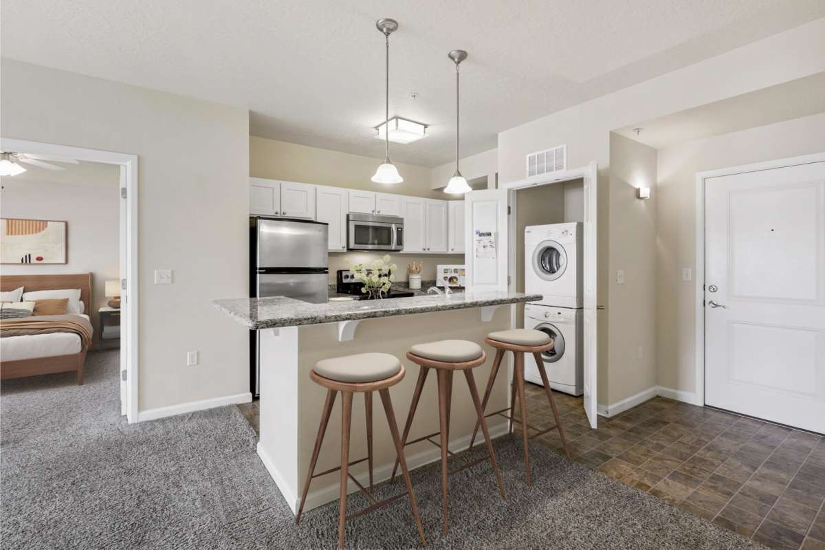 Kitchen with bar stool at Sugar Flats in Salt Lake City, Utah