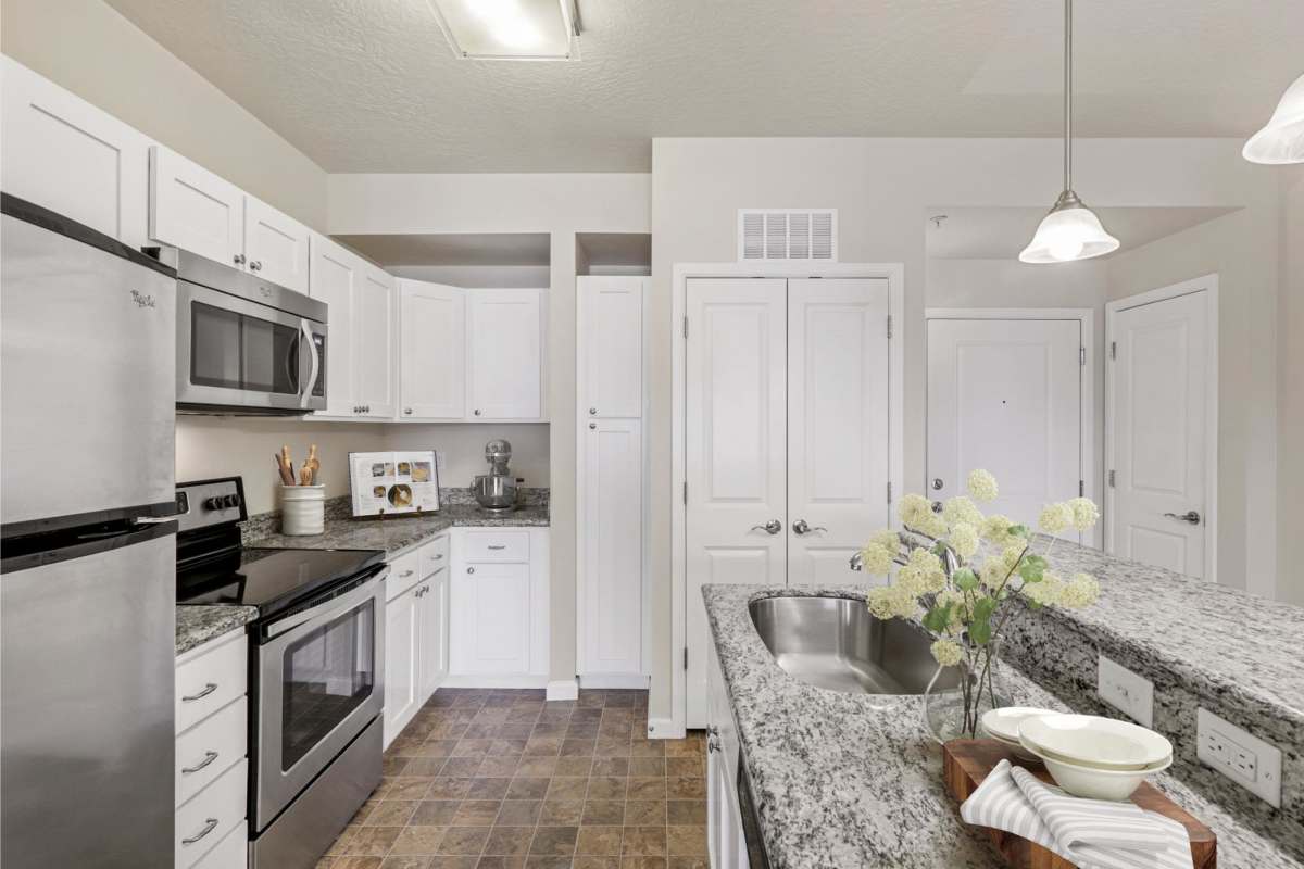 Kitchen with wooden flooring at Sugar Flats in Salt Lake City, Utah