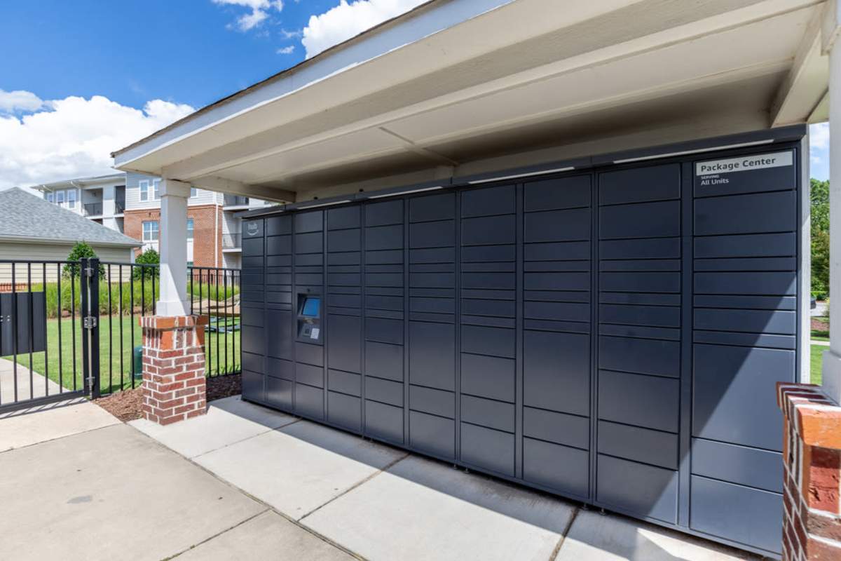 A large black mailbox stands in front of a house, contrasting with the home's exterior at Century Park Place in Morrisville, North Carolina