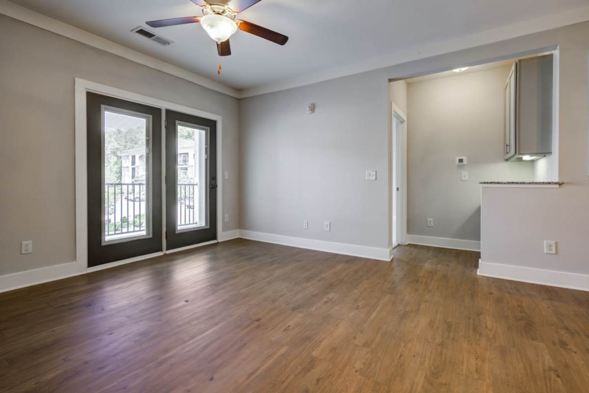 An empty living room at Century Park Place in Morrisville, North Carolina