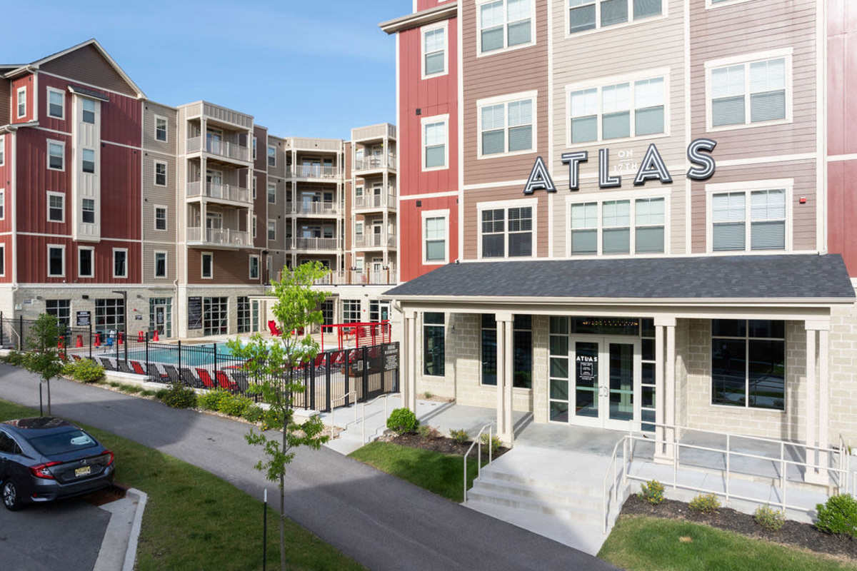 Community with spacious roads at Atlas on 17th in Bloomington Indiana