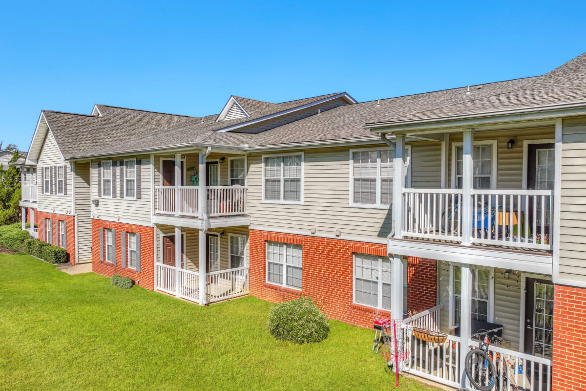 Exterior balconies and patios at Atlas at Goodlett Farms in Cordova, Tennessee