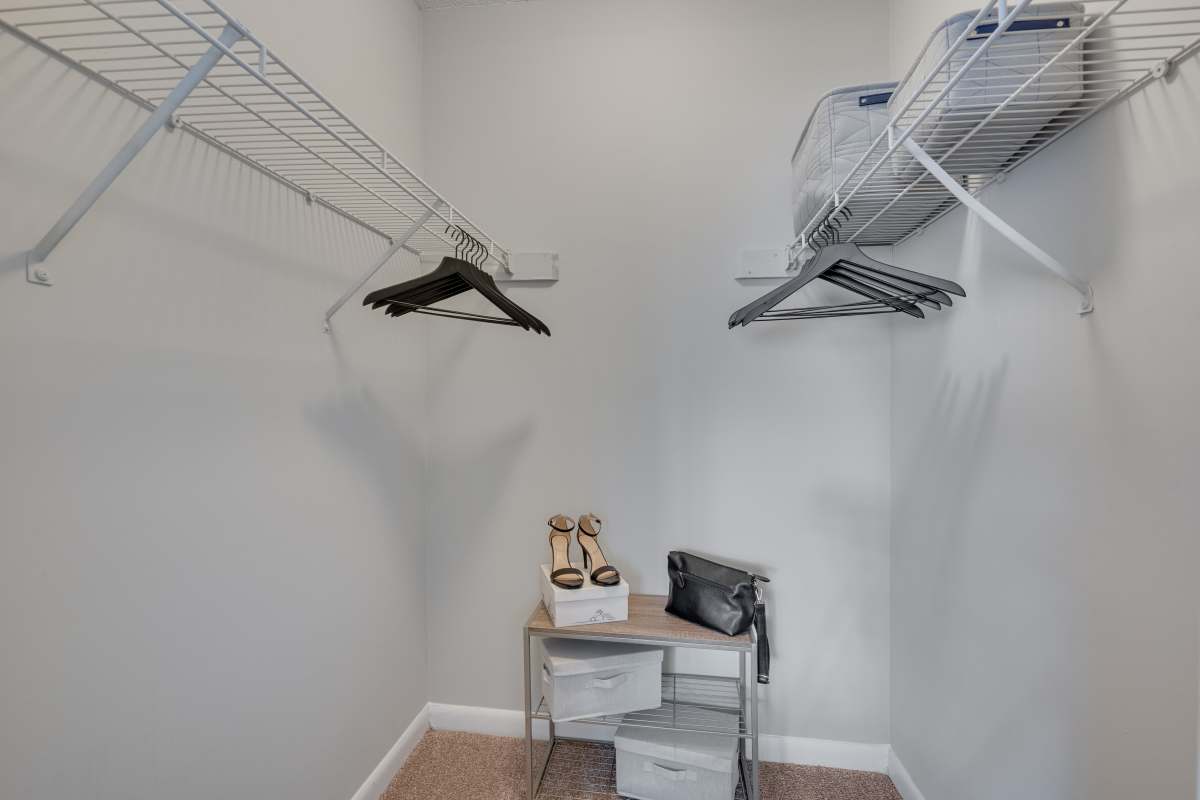 Large closet area at The Retreat at Lake Johnson Apartments, Raleigh, North Carolina