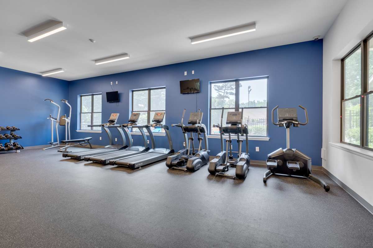 Fitness center at The Retreat at Lake Johnson Apartments, Raleigh, North Carolina