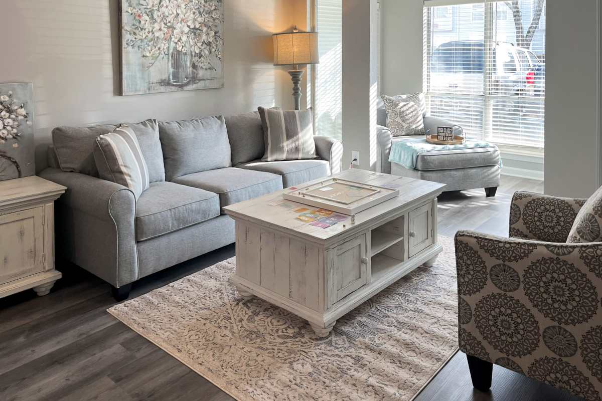 Model living space at Trinity Lakes in Cordova, Tennessee