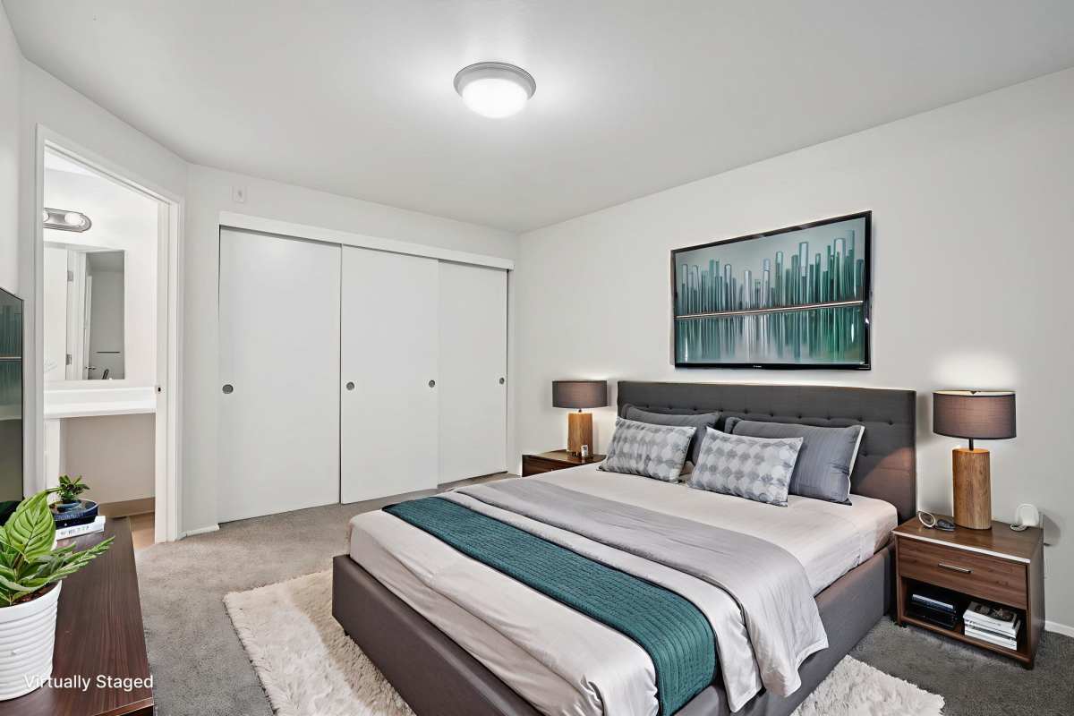 staged Master Bedroom at Arnada Pointe in Vancouver, Washington