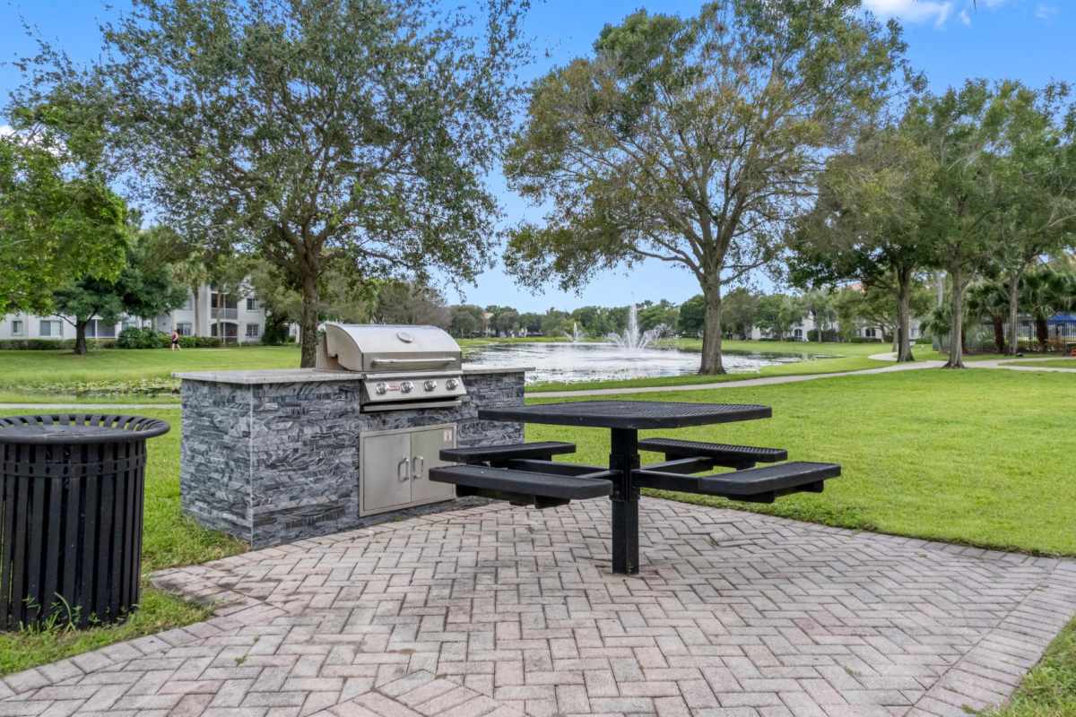 Grilling station at at The Allara Apartments, Boynton Beach, Florida