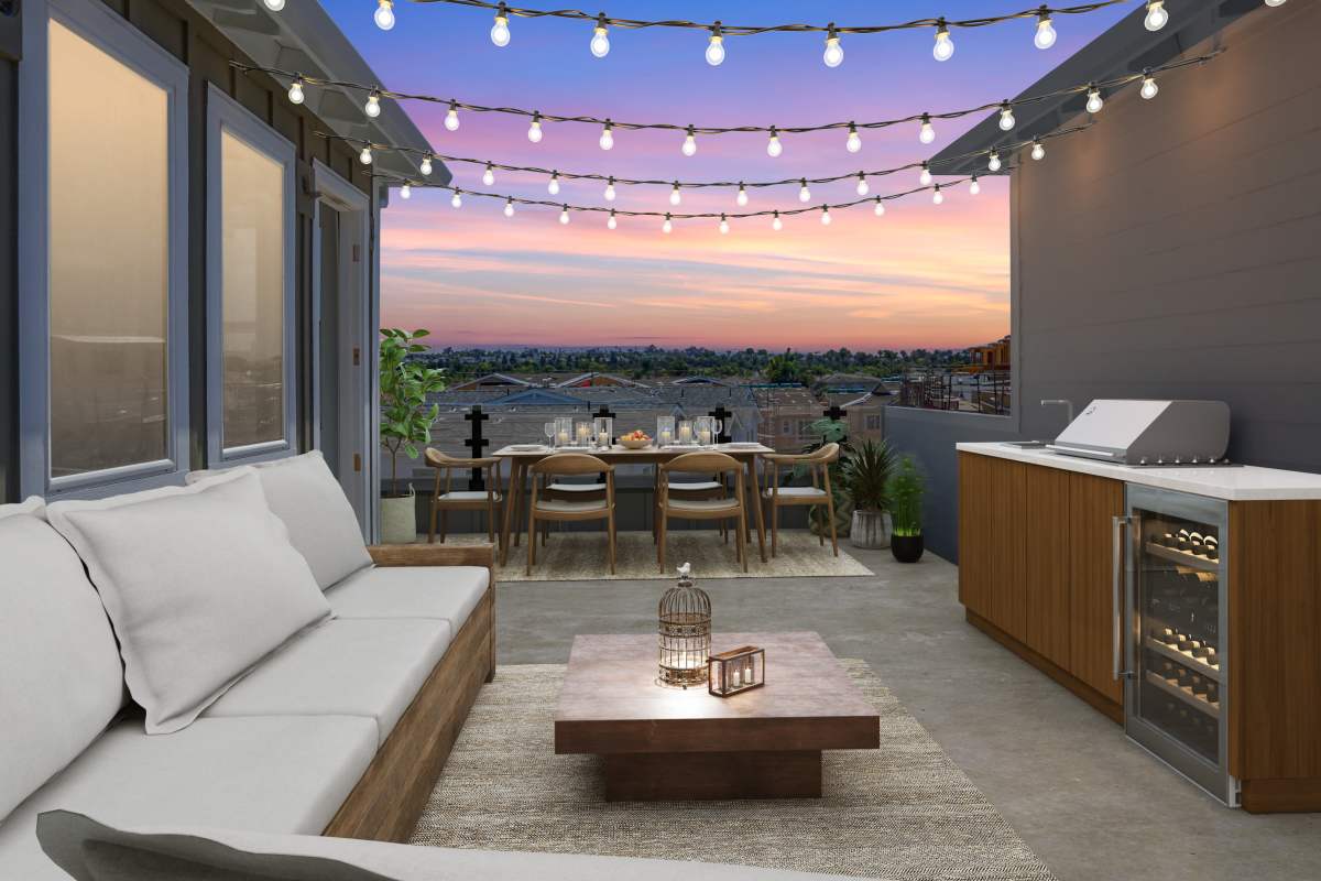 Seating with bbq space at Tower24 Ponto Beach in Carlsbad, California