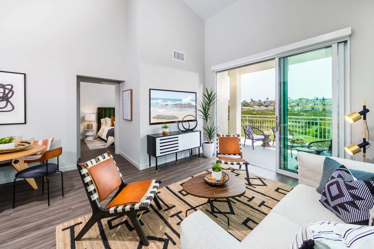 Apartment living room at Marea in Dana Point, California