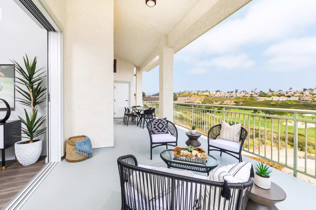 Neighborhood view from balcony at Marea in Dana Point, California