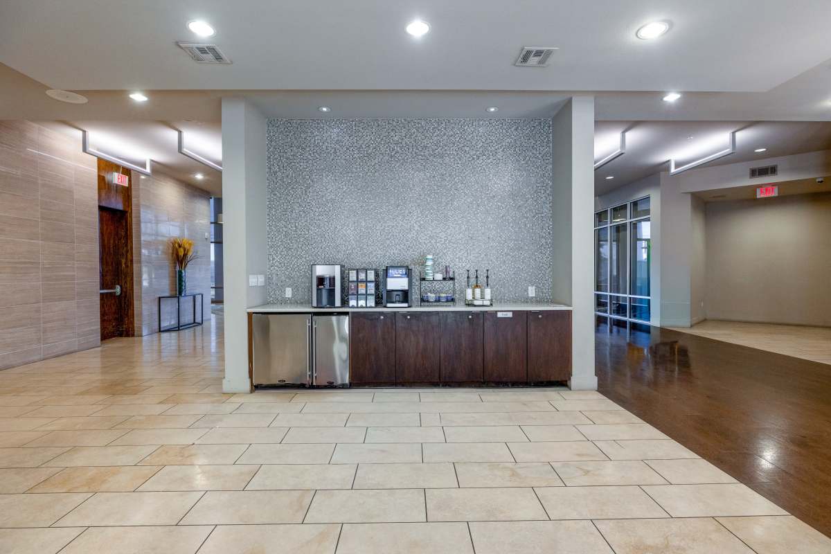 Mini coffee area at Century Medical District in Dallas, Texas