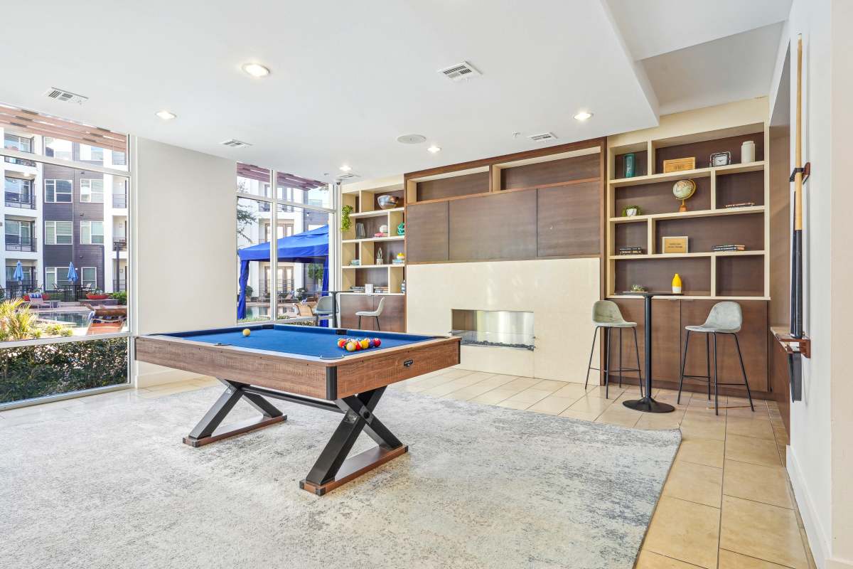 Billiard table in the clubhouse at Century Medical District in Dallas, Texas