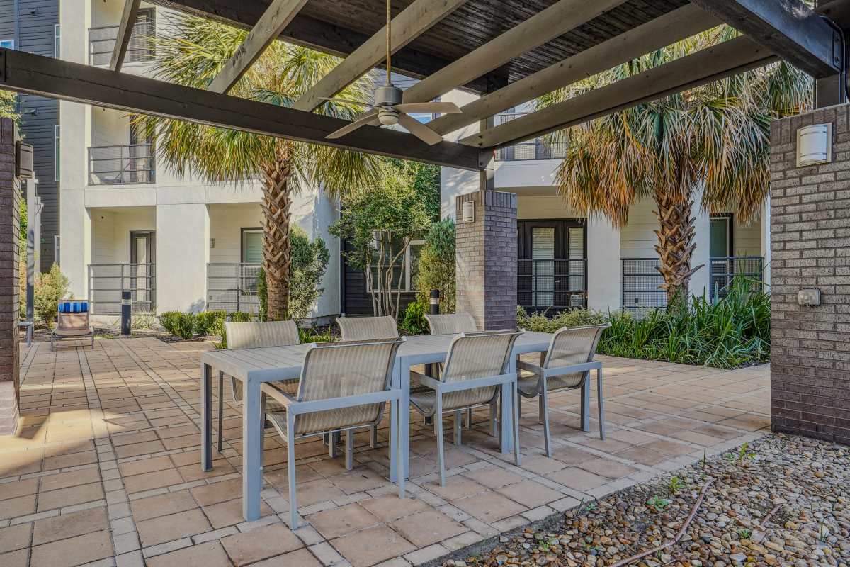Outdoor lounge at Century Medical District in Dallas, Texas