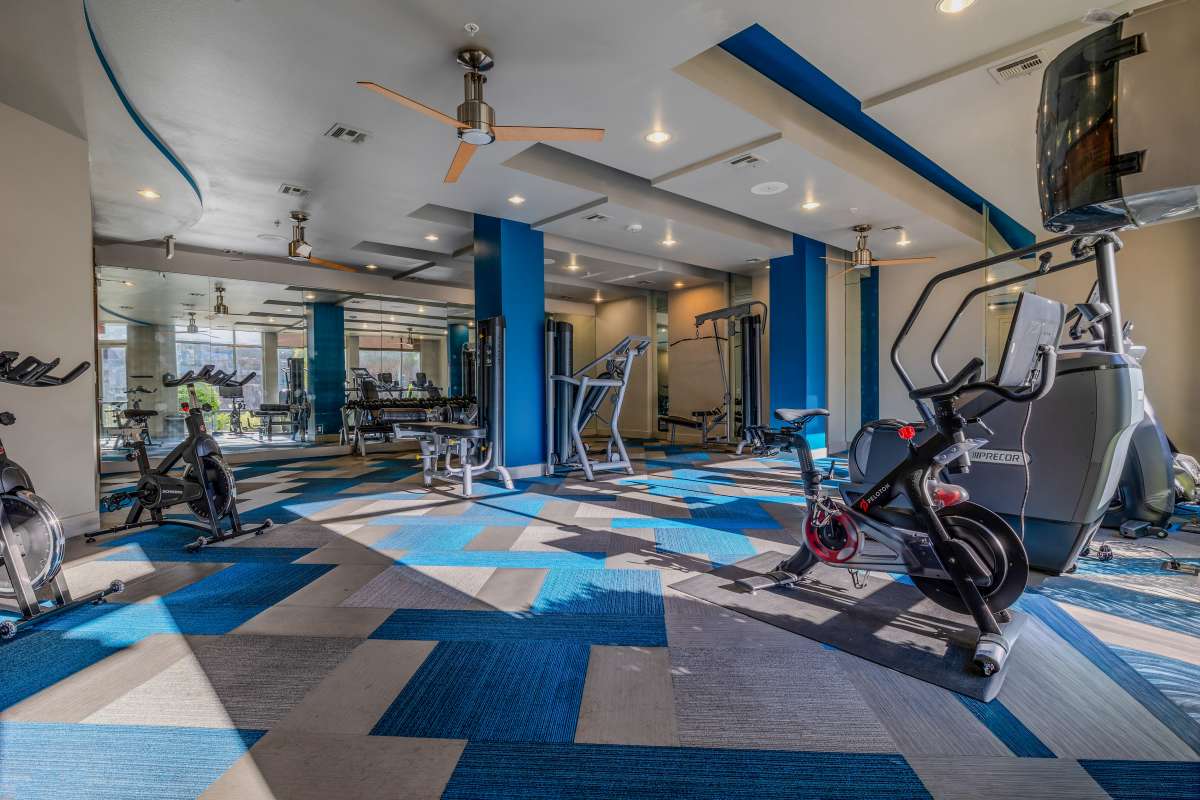 Spacious fitness room at Century Medical District in Dallas, Texas