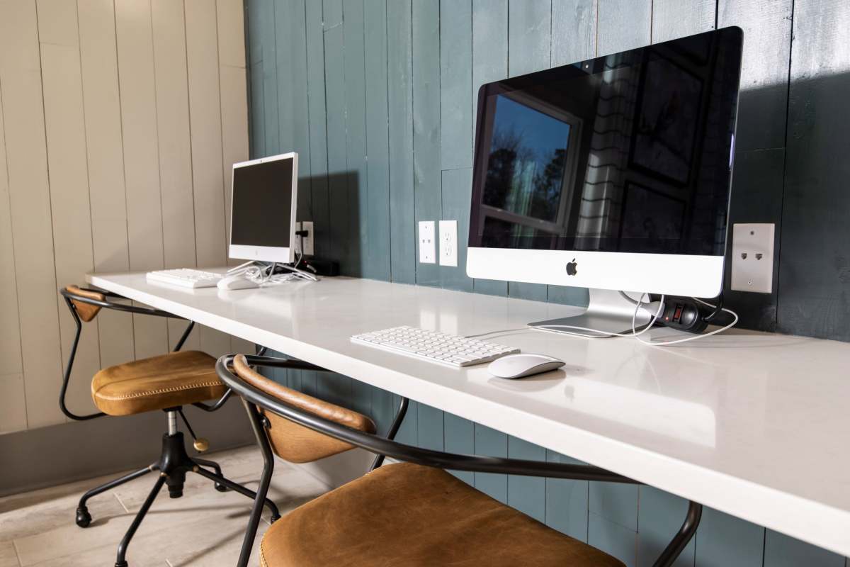 Modern co-working space at South City Apartments in Summerville, South Carolina