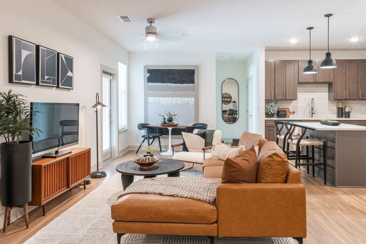 Well-furnished living area at Legends 267 Apartments in Kansas City, Kansas