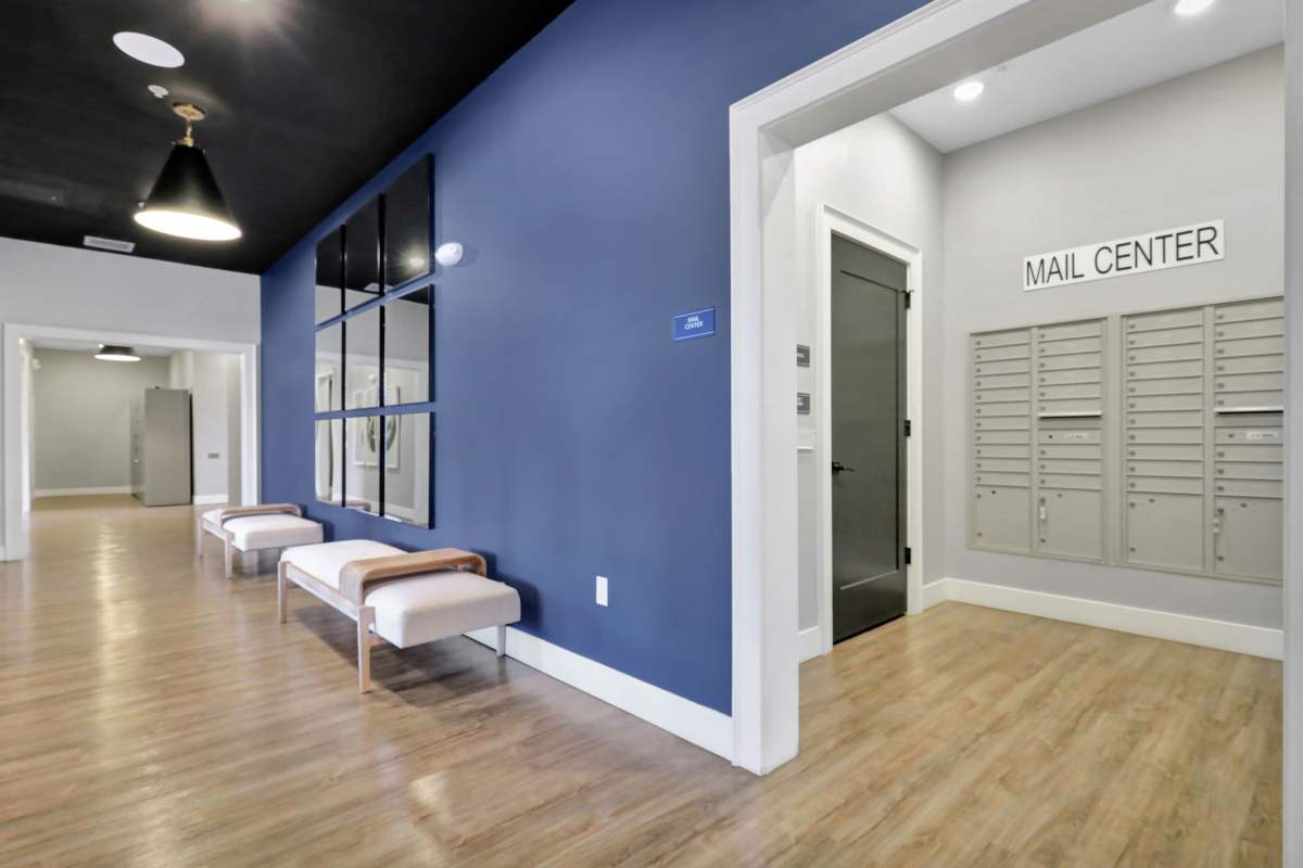 Mail room at Gateway Lofts in Lansing, Michigan