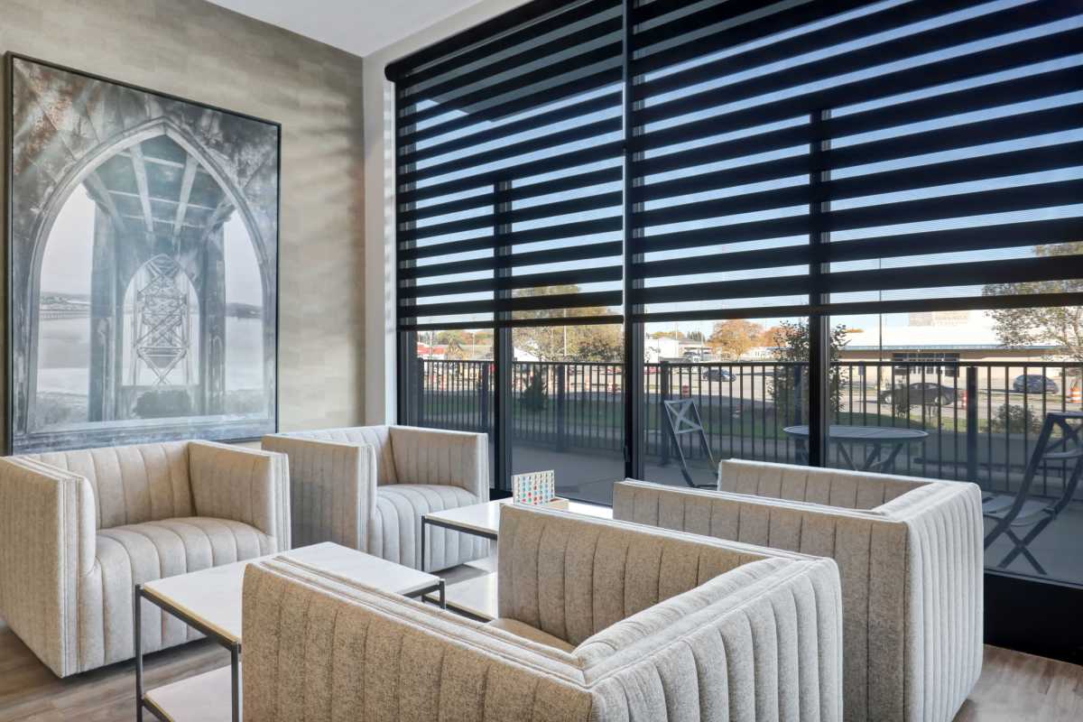 Conversation area at Gateway Lofts in Lansing, Michigan