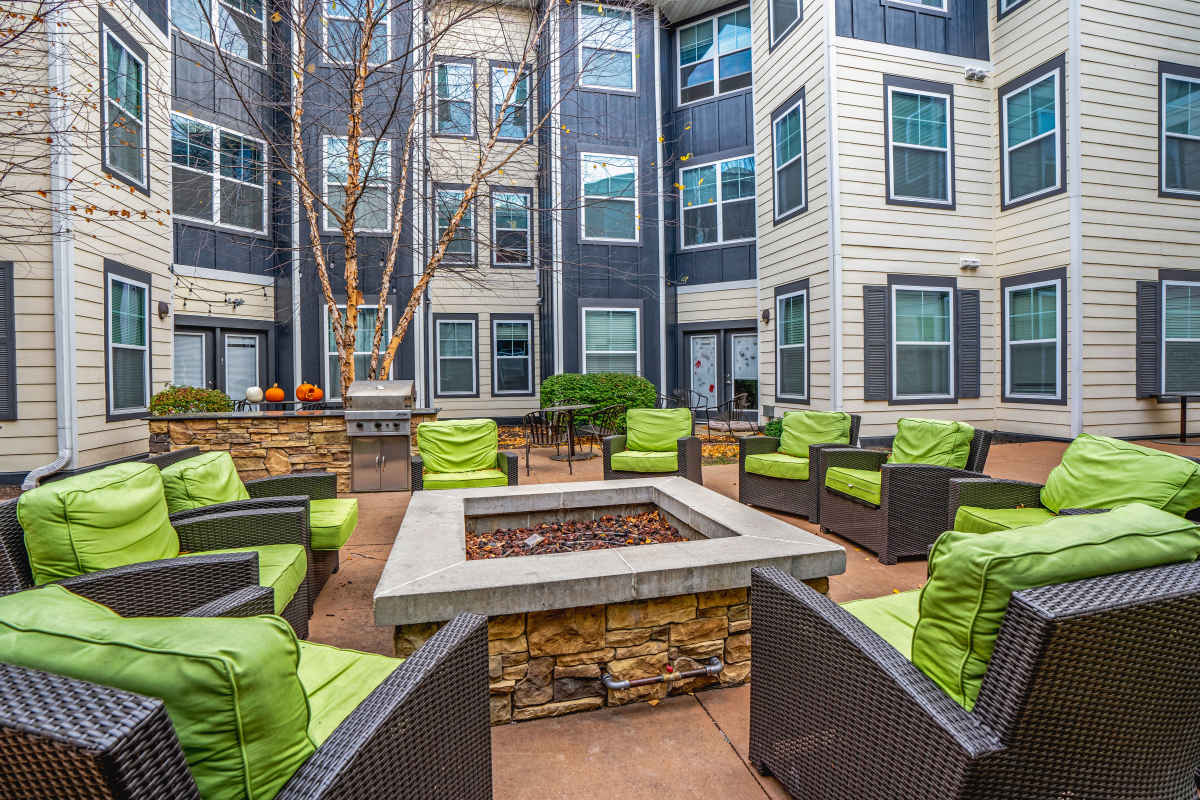Outdoor lounge at The Den in Columbia, Missouri