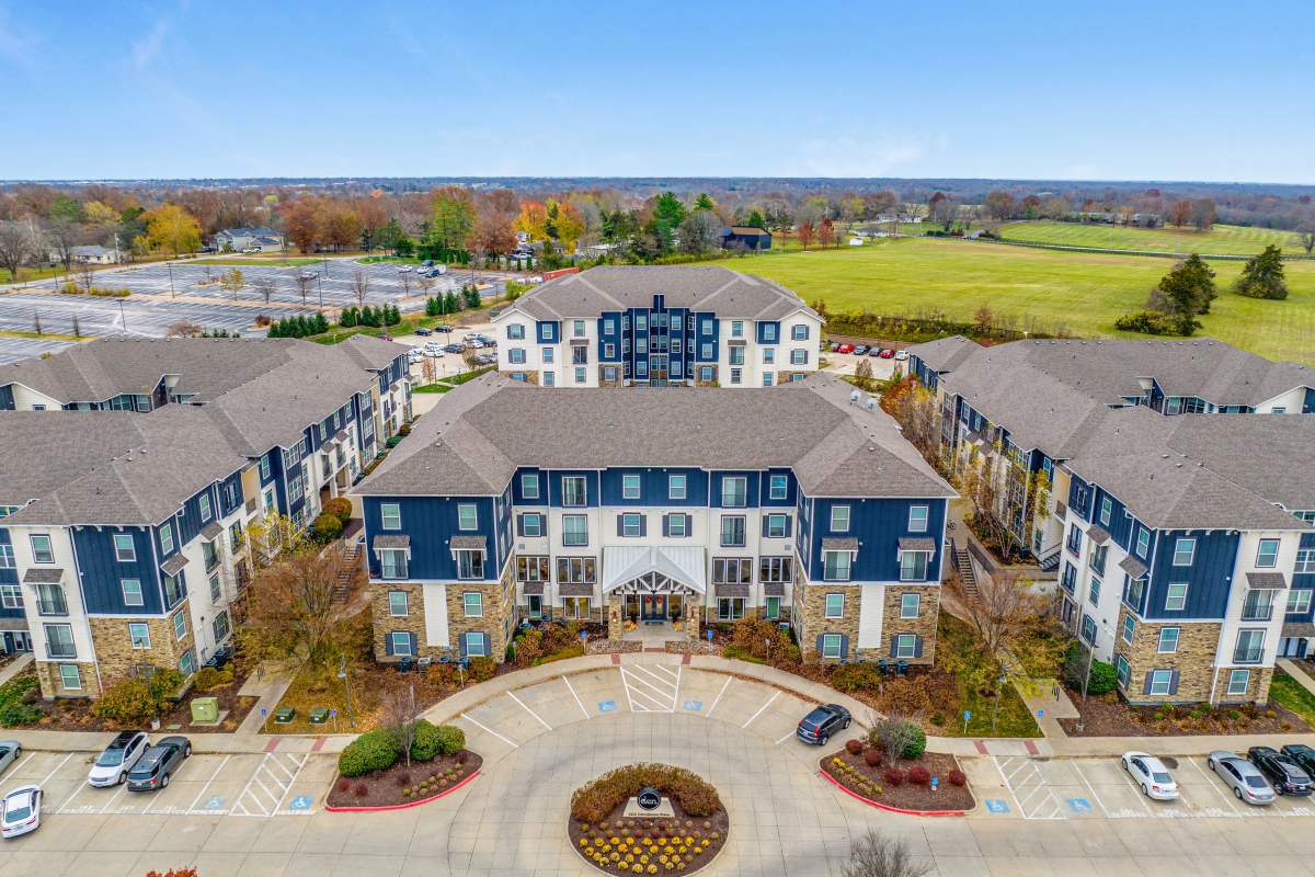 Apartment entry arial view at The Den in Columbia, Missouri