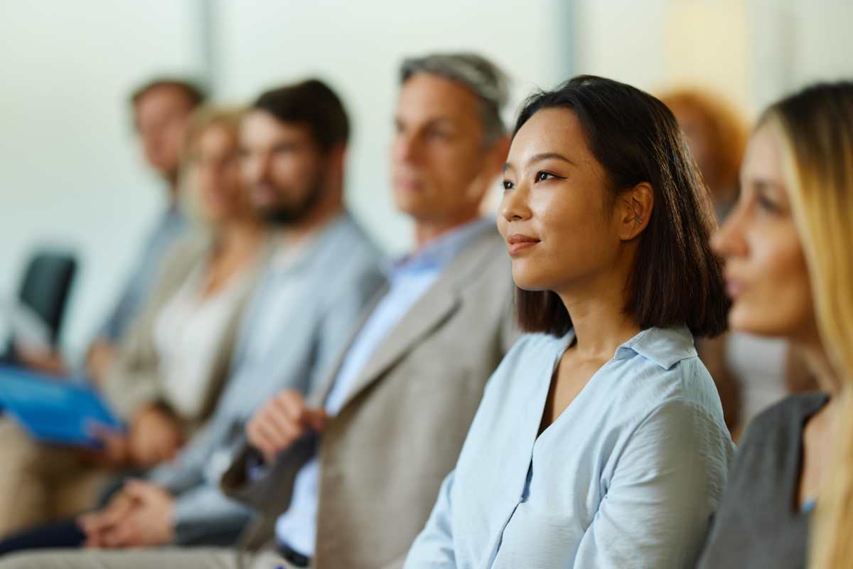 A group of people viewing a presentation at Peters Residential in Culver City, California
