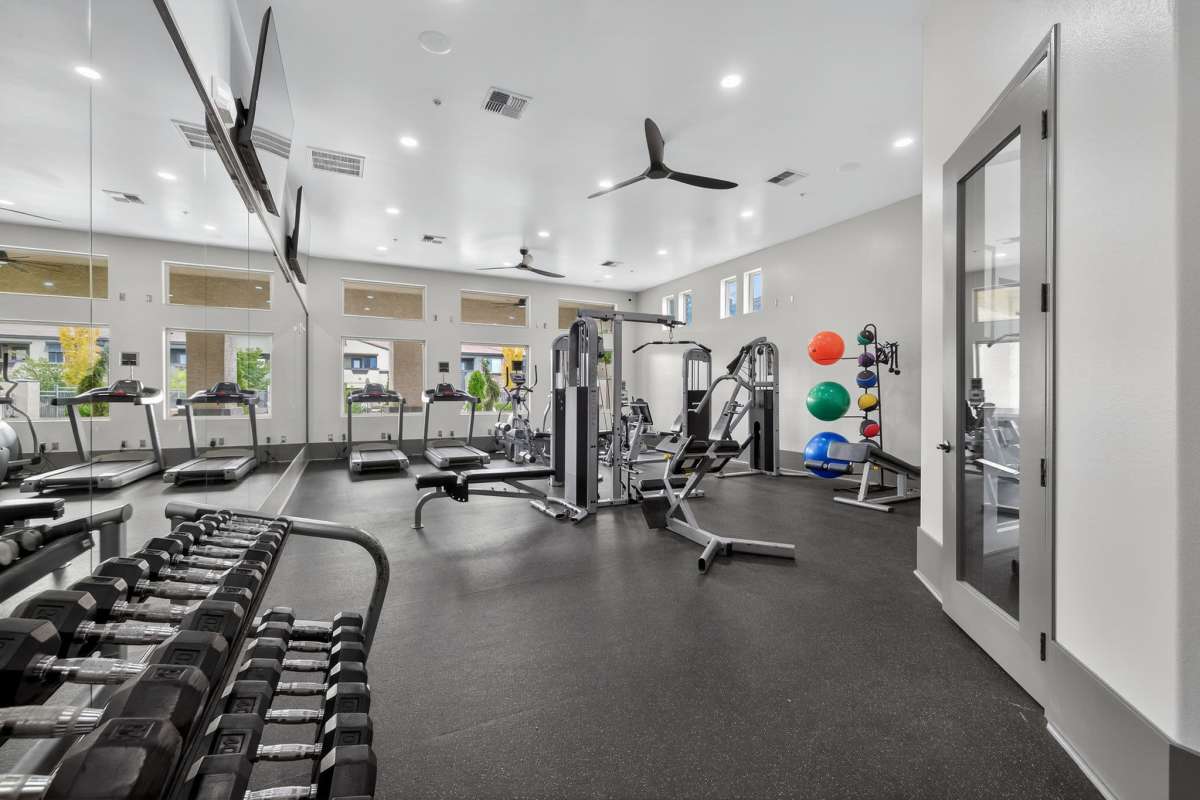 View amenities like a fitness center at The Trails at Pioneer Meadows in Sparks, Nevada