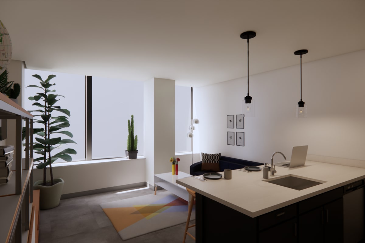 Living area with panoramic views at Altitude on Main, Richmond, Virginia