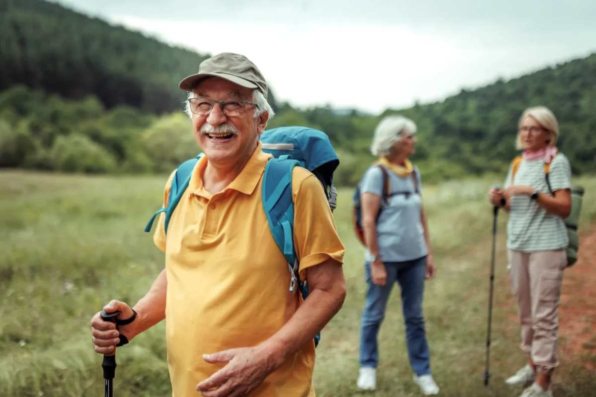  Residents hiking on a trail near Pinehurst Villas in Orange, Texas