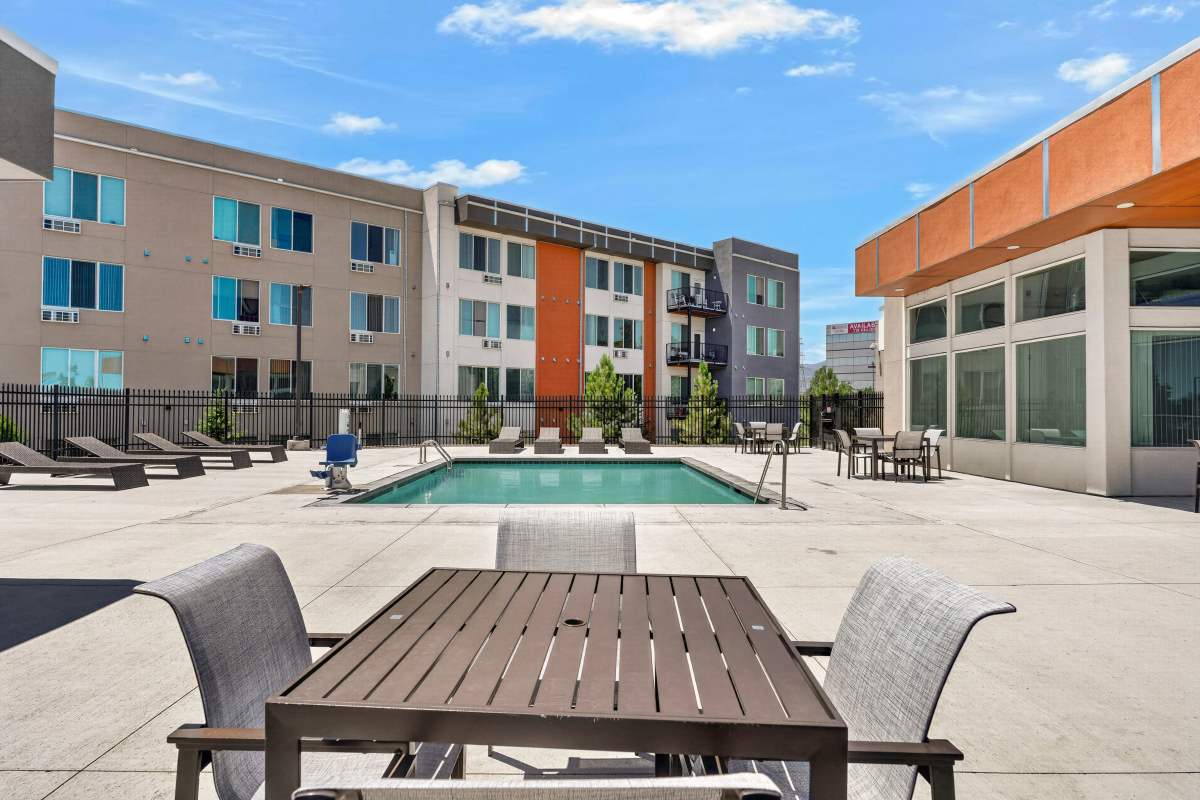 Pool deck at Academy Heights in Colorado Springs, Colorado